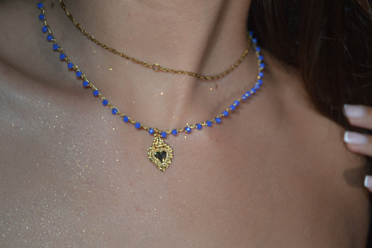 Crochet Necklace Charmi - Cuore Sacro Bluette