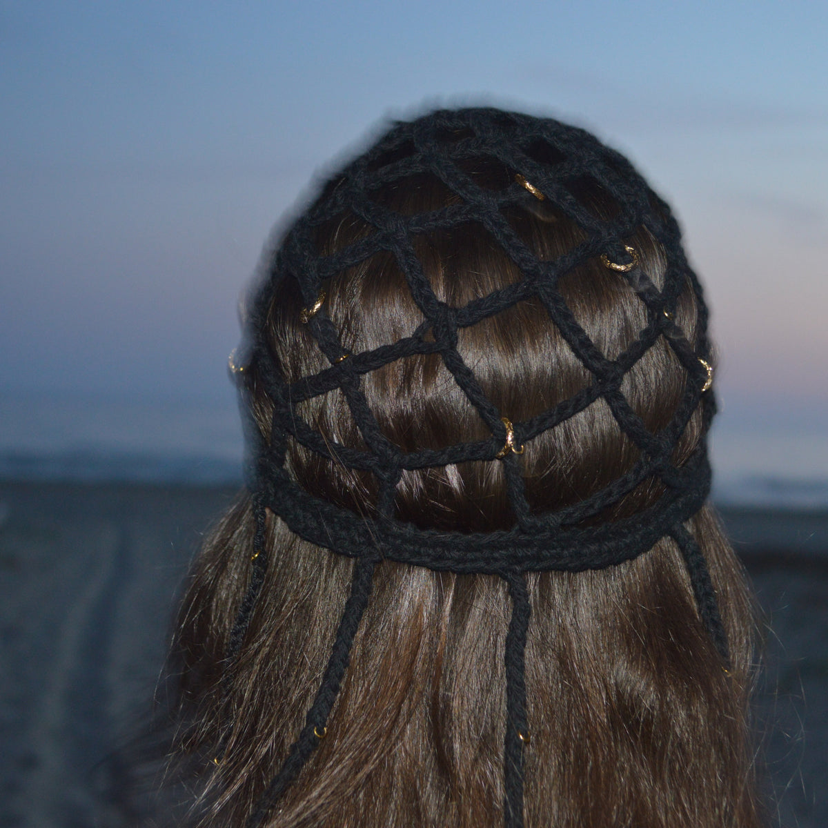 Mesh Crochet Hat –  Black