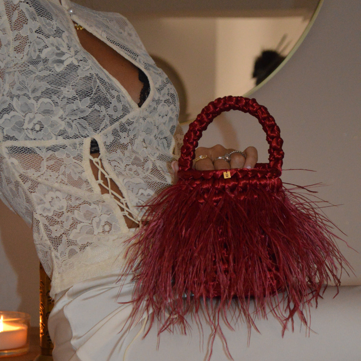 HARLOW — Mini Bag in Piume di Struzzo